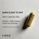 Boîte HMS Nutrition Resveratrol avec packaging clair et naturel.