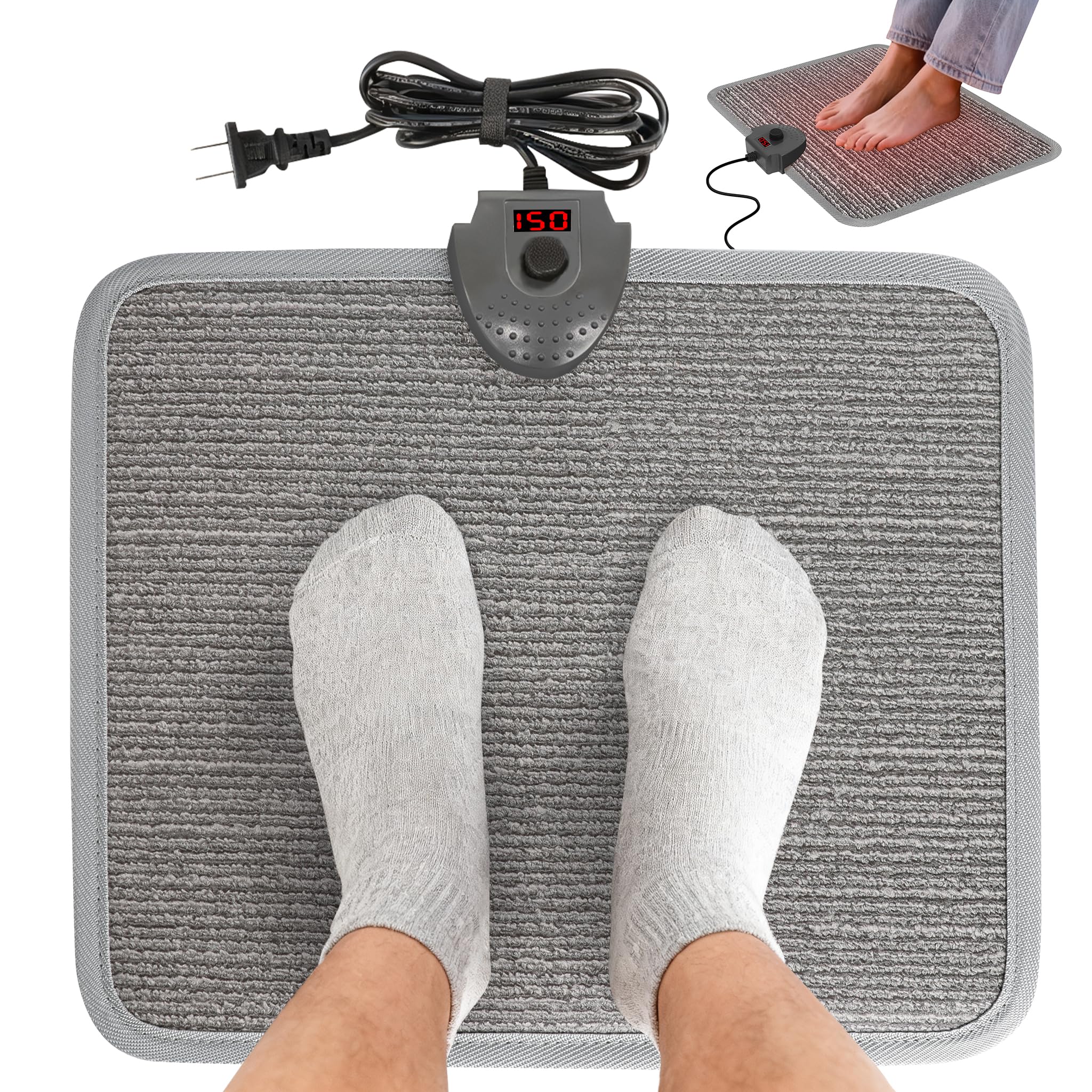Tapis chauffant Hodeamy sous le bureau pour pieds chauffés rapidement.