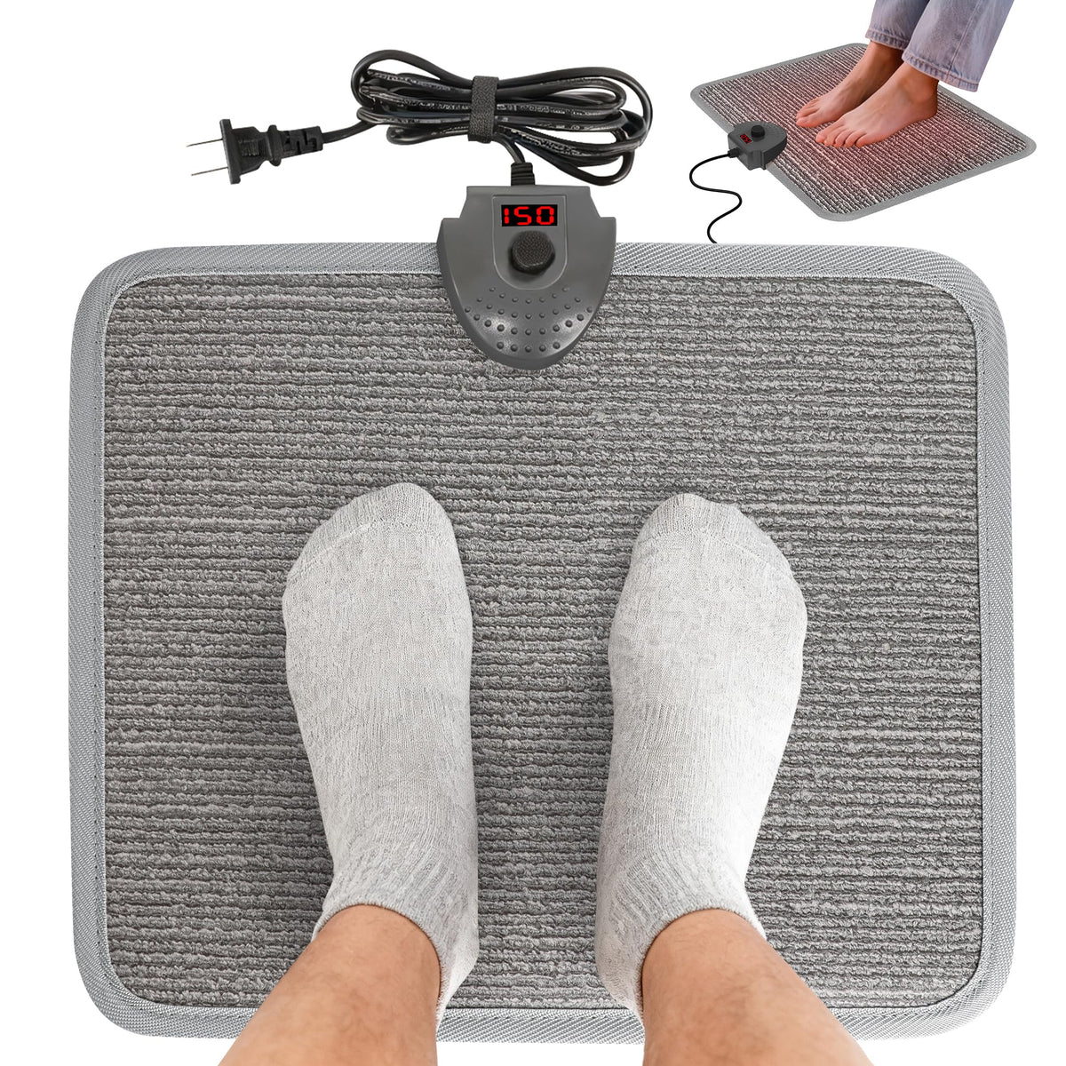 Tapis chauffant Hodeamy sous le bureau pour pieds chauffés rapidement.