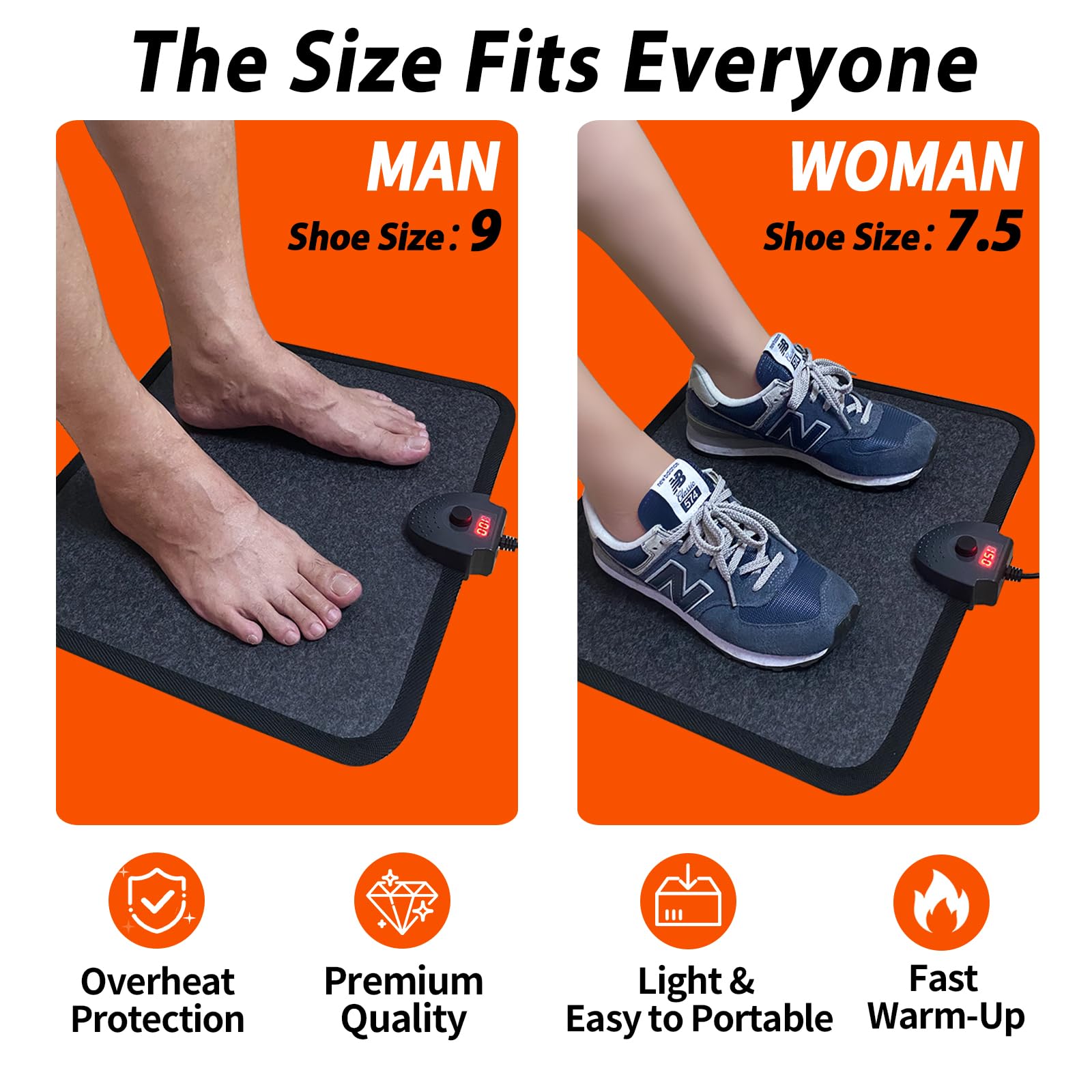 Tapis électrique grand format pour pieds et confort nocturne.