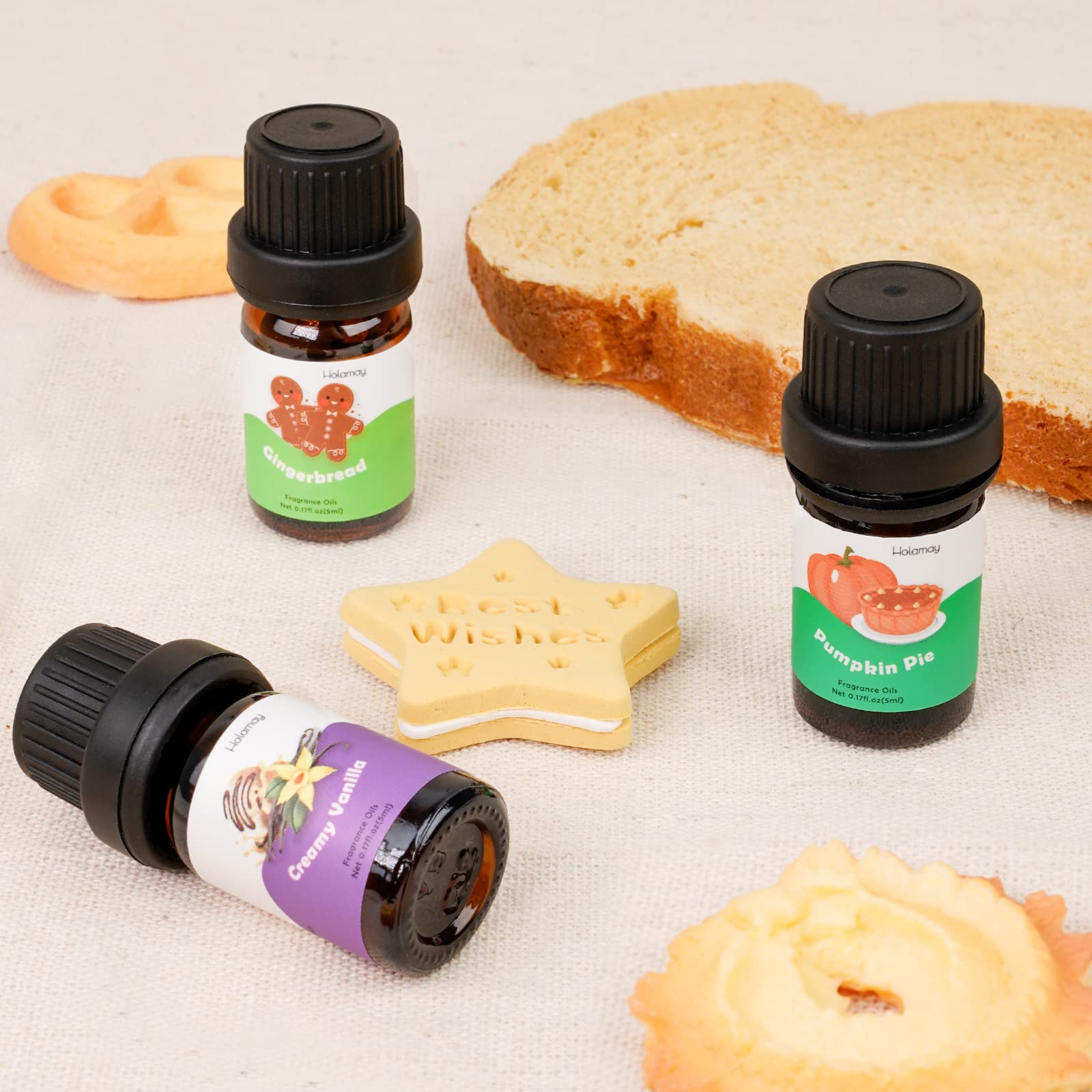 Holamay huile parfum gaufre dorée pour diffuseur et bougies, ambiance chaleureuse d'hiver.