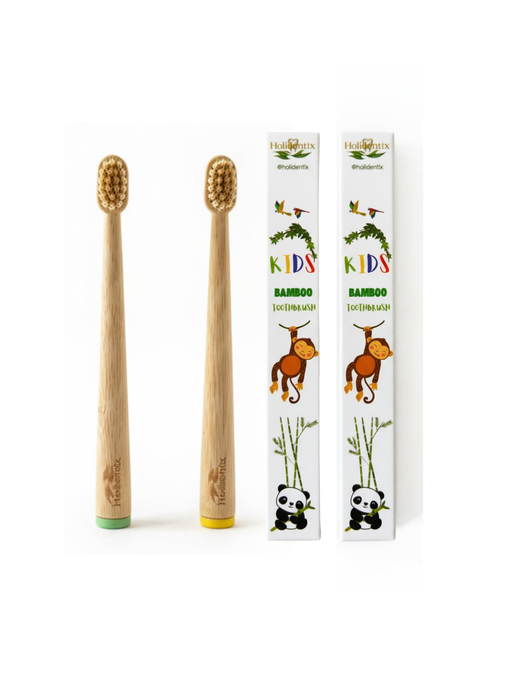 Holidentix brosse dents bambou à poser debout pour enfant, pratique et hygiénique