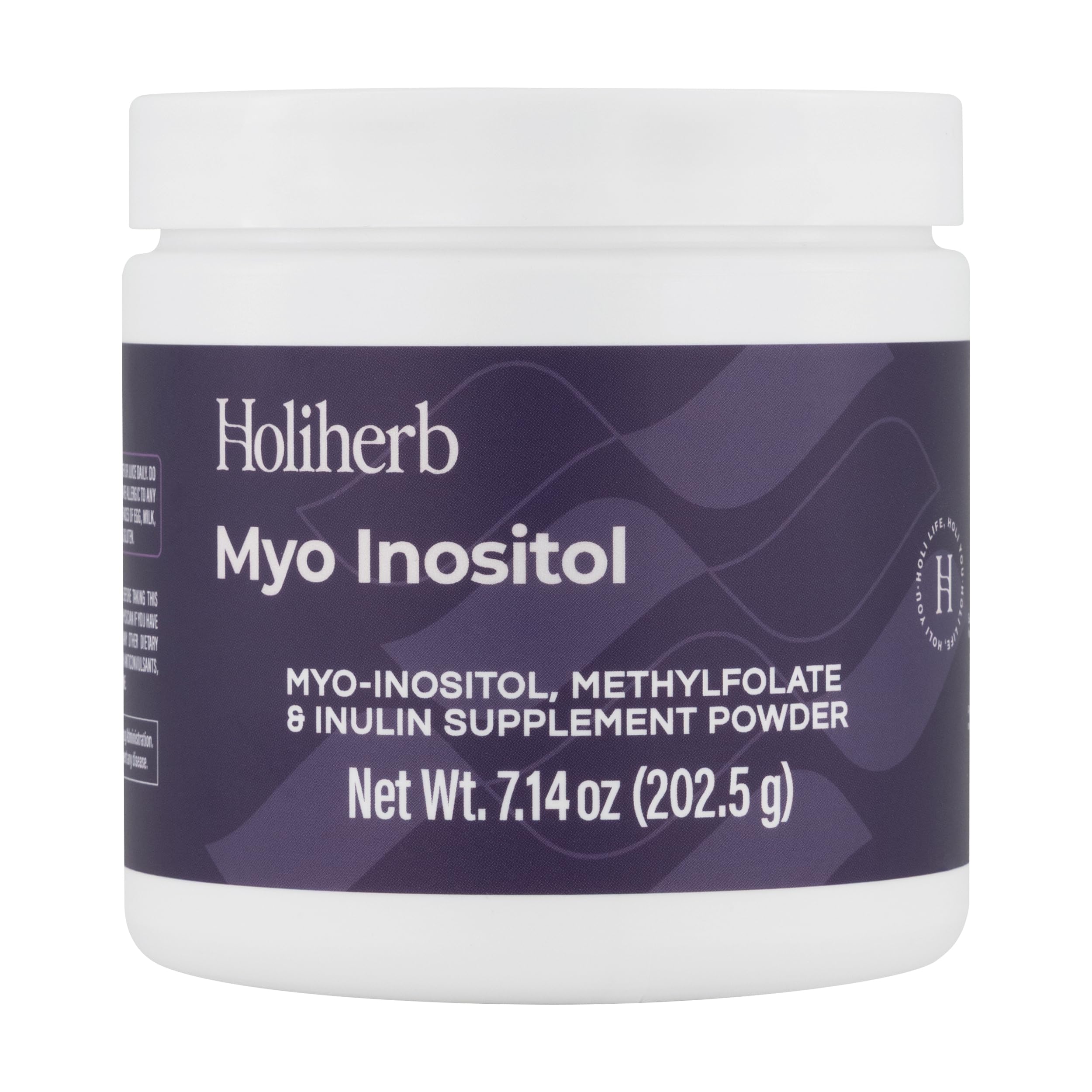 Bouteille Holiherb Myo Inositol Methylfolate montrant l'étiquette naturelle utile pour l'équilibre hormonal
