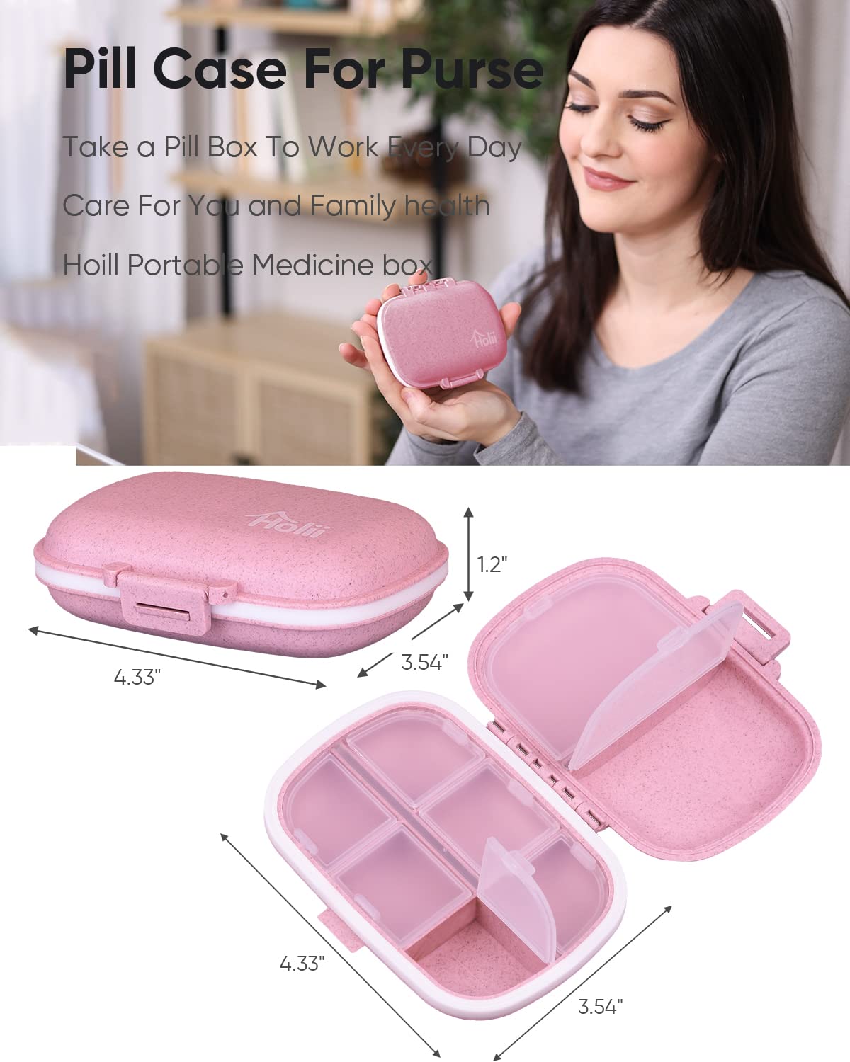 Holii Travel Pill Organizer : matériel PP alimentaire, durable et sûr pour le rangement.