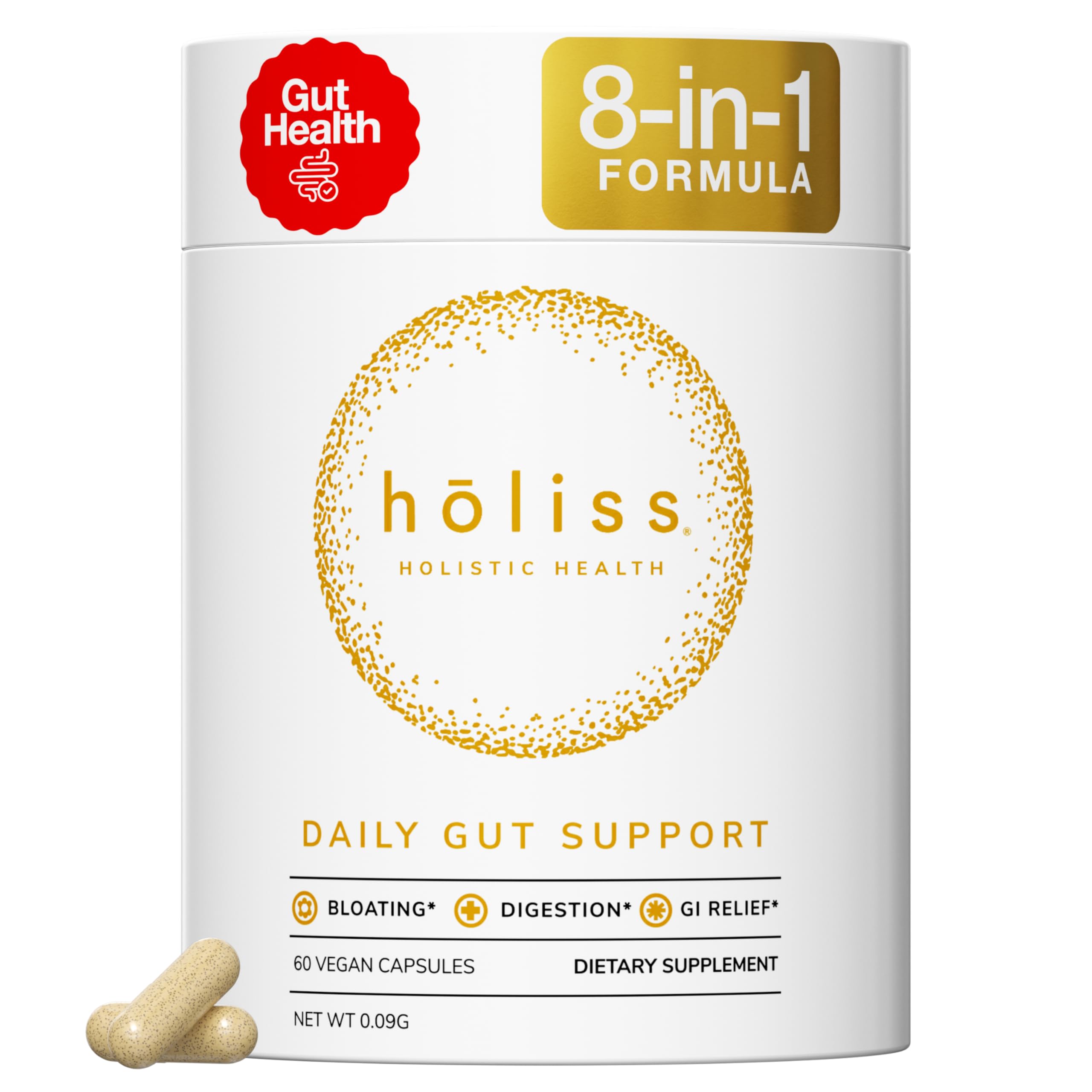 HOLISS capsules digestion quotidienne dans une bouteille élégante et pratique.