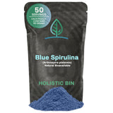 Holistic Bin Poudre Spiruline Bleue dans un emballage refermable, idéale pour préserver la fraîcheur.