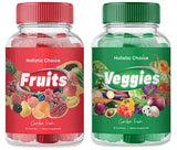 Holistic Choice Veggies Gummies, bouteille légumes verts, goût léger et complément pratique.