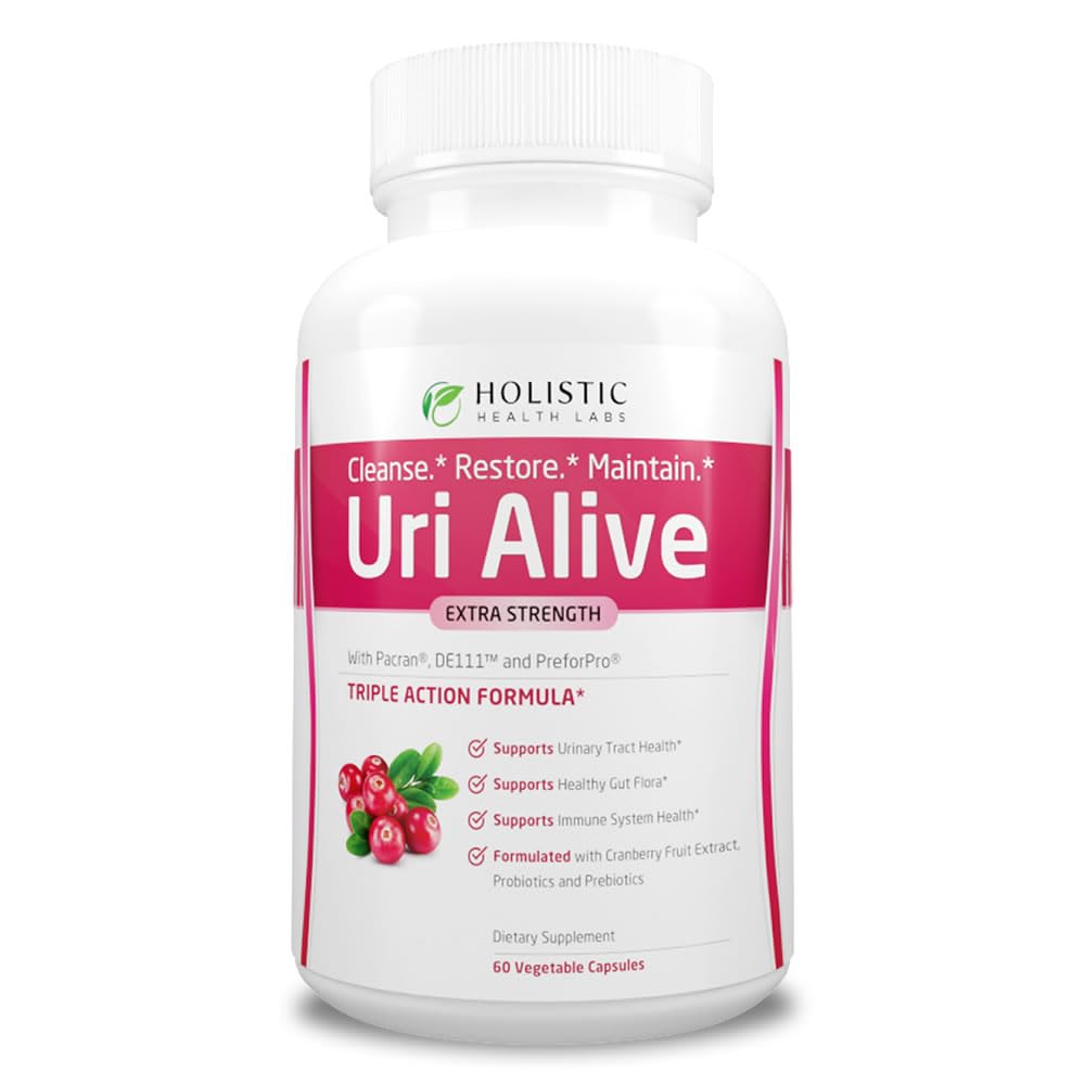 Uri Alive de Holistic Health Labs, bouteille de 60 comprimés, soutien potentiel du système urinaire.