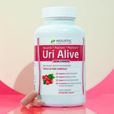Uri Alive, étiquette claire sur la boîte, rappelant le mélange Pacran et DE111 pour le confort intestinal.