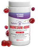 Gommes Holistic Method magnésium citrate cerise, bouteille pratique pour la détente potentielle.