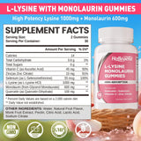 Gommes HOLLEGEND L-Lysine Monolaurin, texture pêche douce et appétissante.