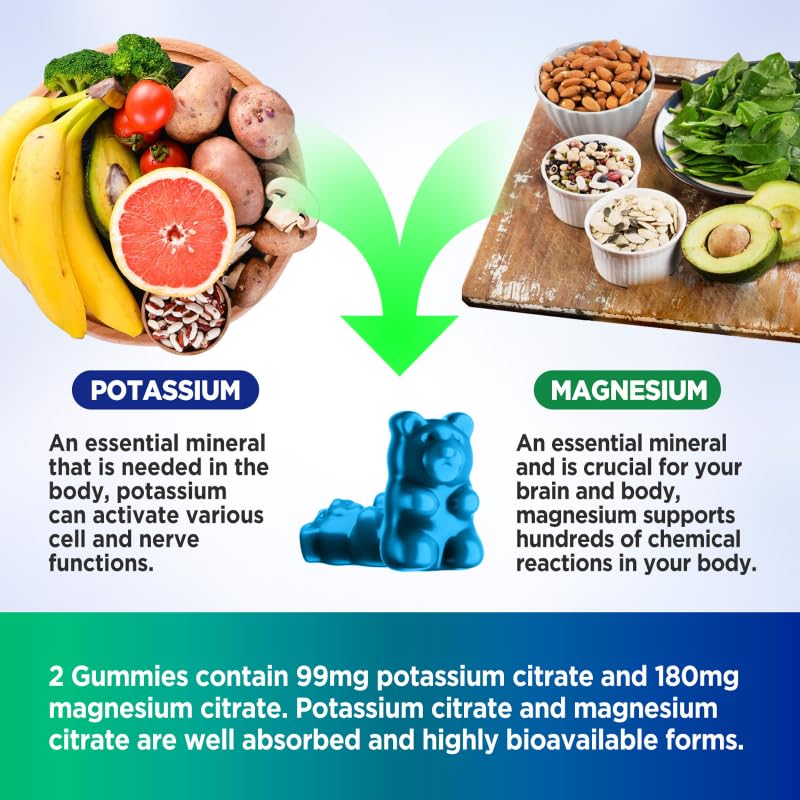 HOLLEGEND Potassium Magnésium – gommes bleues au goût agréable pour l’apport quotidien