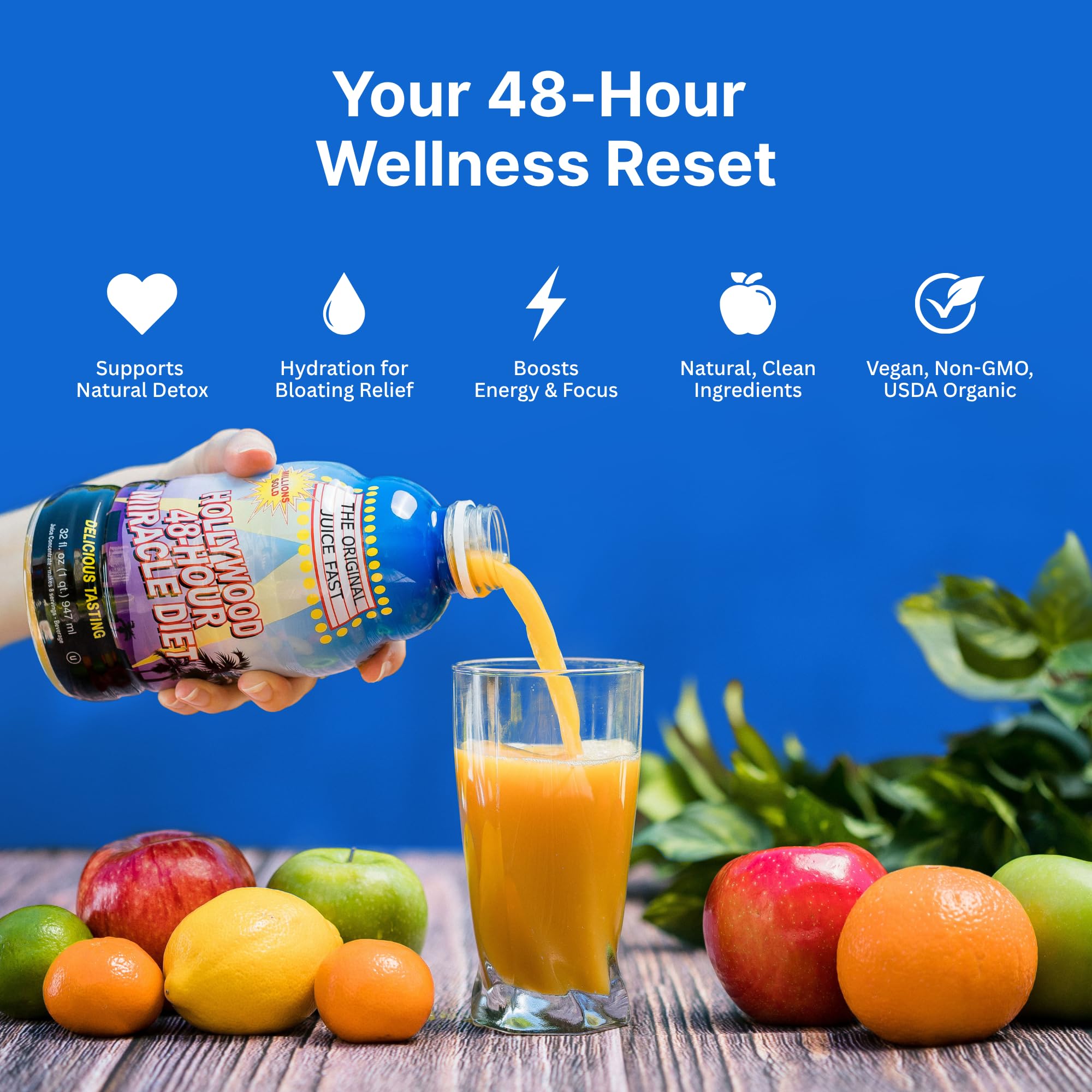 Hollywood Diet : ingrédients riches en vitamines pour énergie et hydratation.