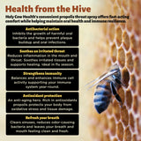 Holy Cow Health Propolis Manuka Spray, embout pulvérisateur précis pour l’application.