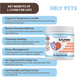 Holy Pets lysine poudre pour chats, cuillère-doseuse facile à mesurer pour dosages simples.