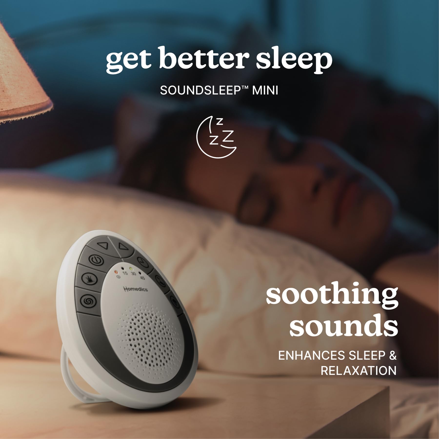 Homedics: sons naturels pour favoriser un sommeil paisible.