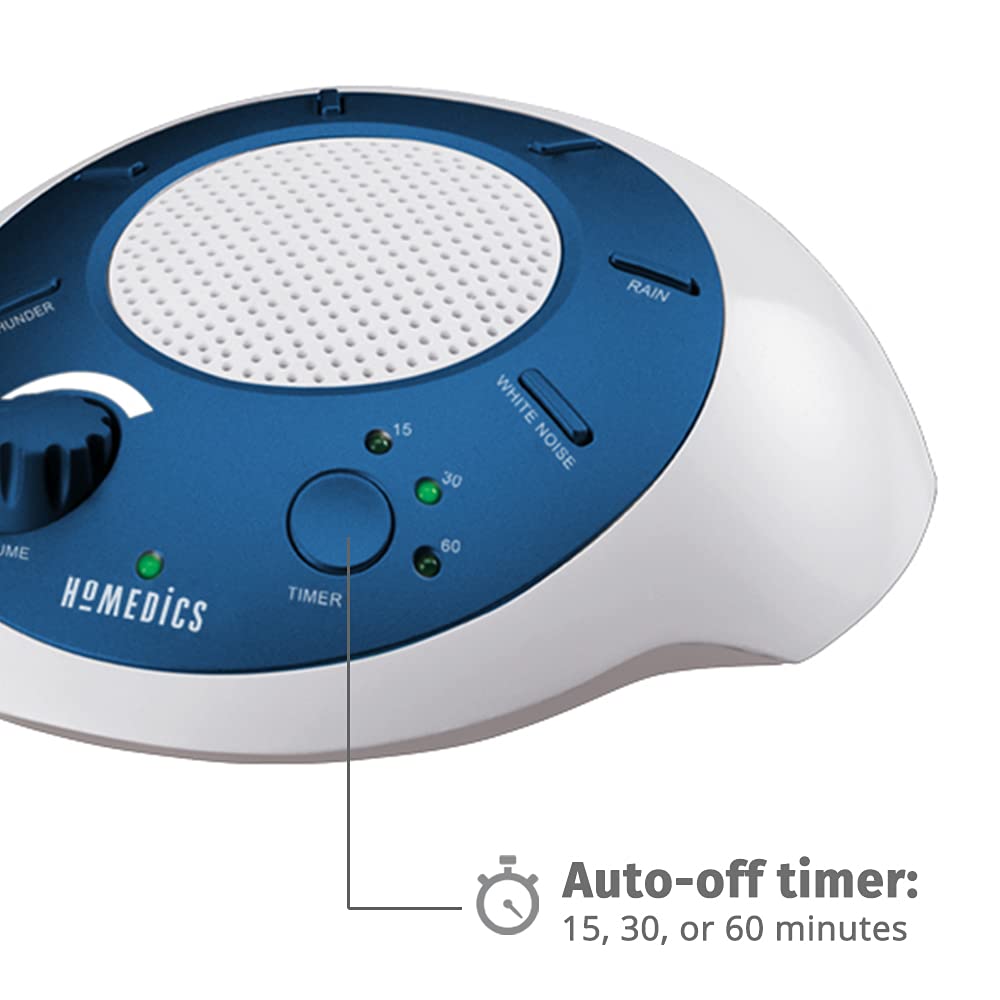 Homedics SoundSleep minuteur 15/30/60 minutes, arrêt automatique pratique.