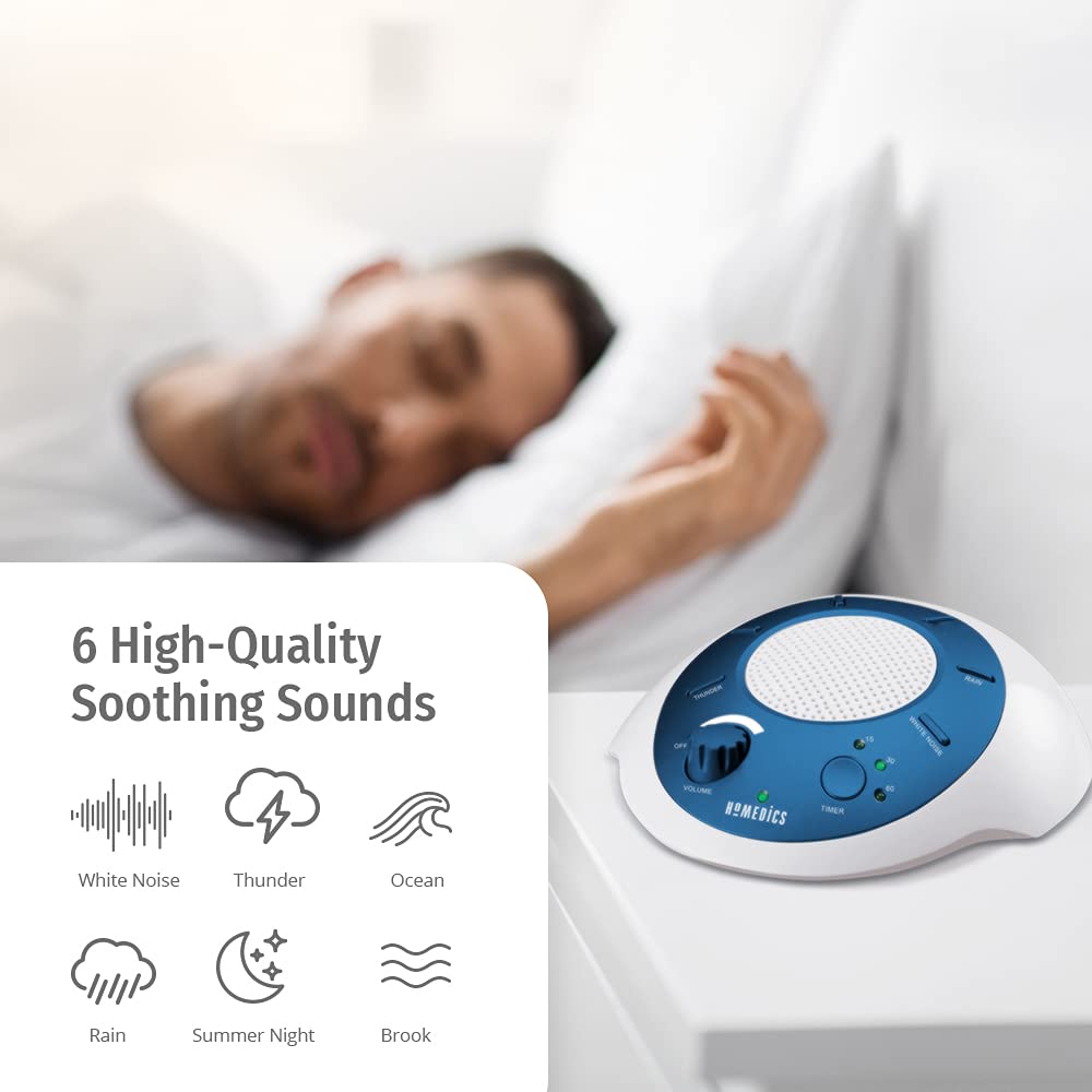 Homedics SoundSleep avec six sons relaxants, ambiance naturelle.
