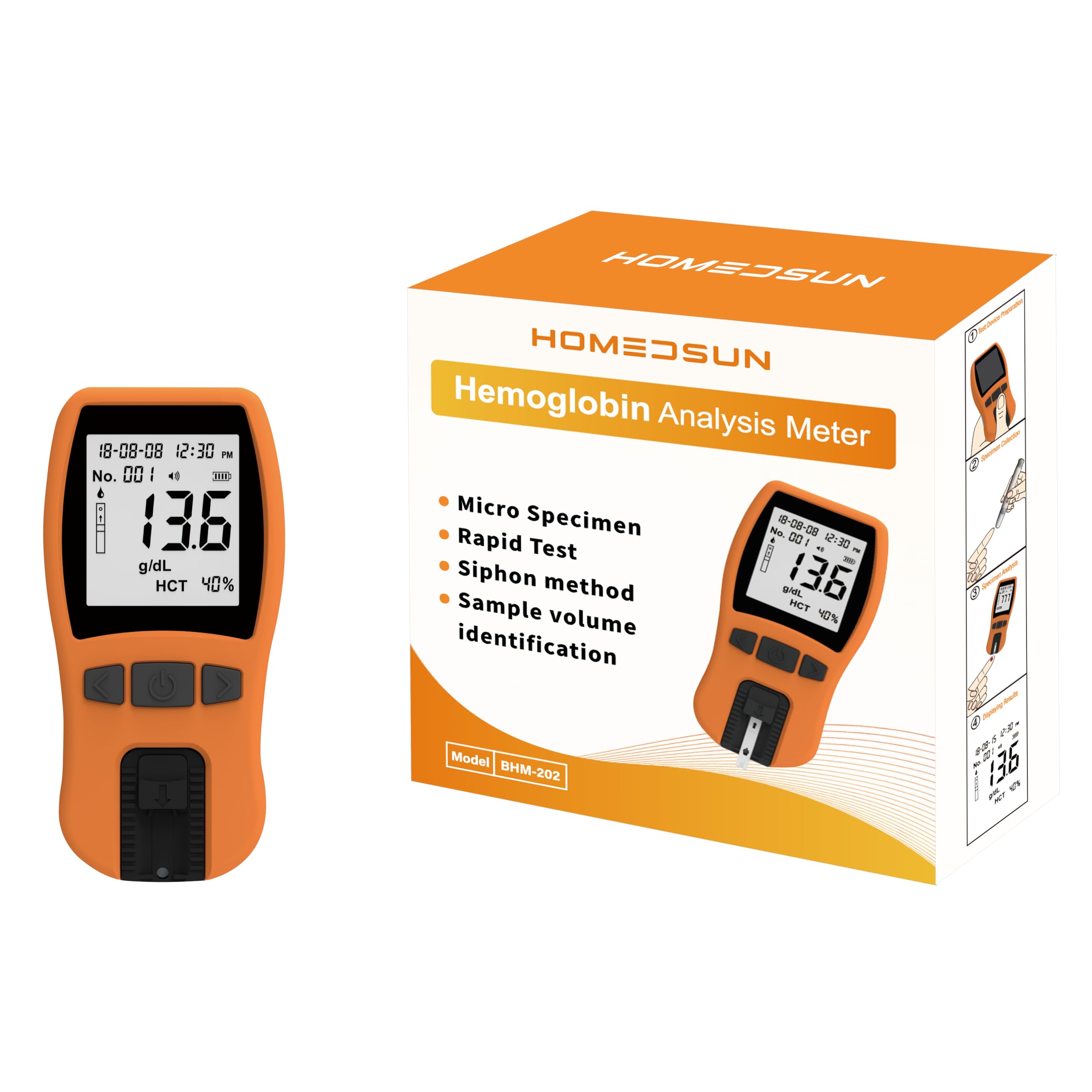 HOMEDSUN HSBHM-202 analyseur d’hémoglobine avec siphon, mesures rapides