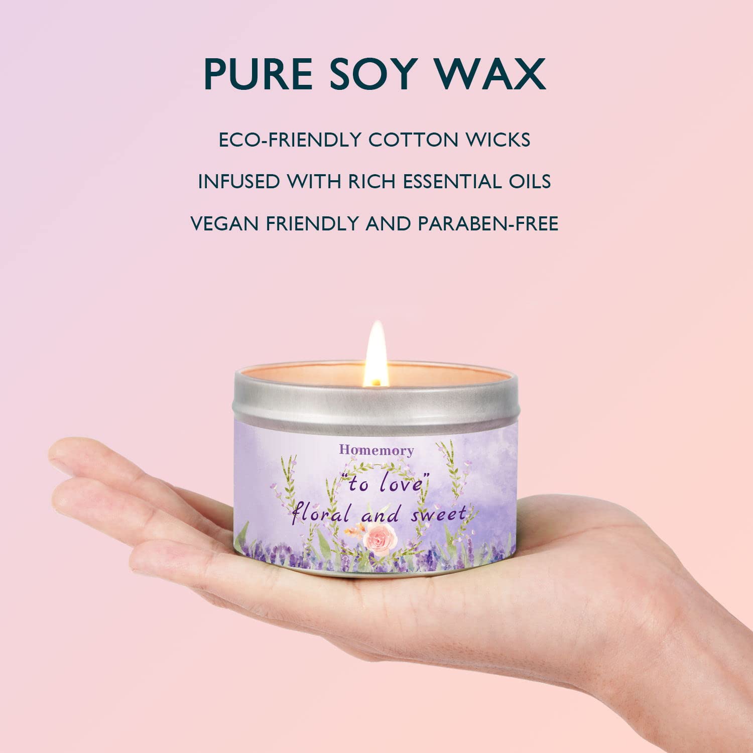 Bougie Homemory rose-aromatherapie-relaxation, favorise un moment de détente quotidien.