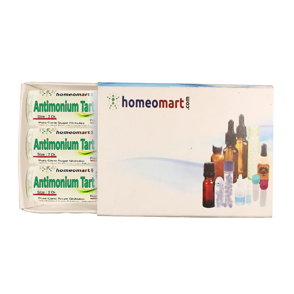 Homeomart Antimonium Tartaricum granules 6C: format pratique pour usage quotidien.