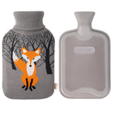 HomeTop Bouteille eau chaude 2 L avec housse gris, ensemble pratique.