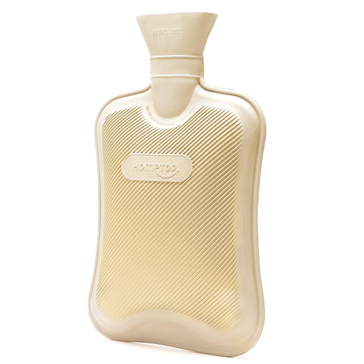 HomeTop Bouteille d'eau chaude classique crème blanche, vue avant, réchauffe les mains