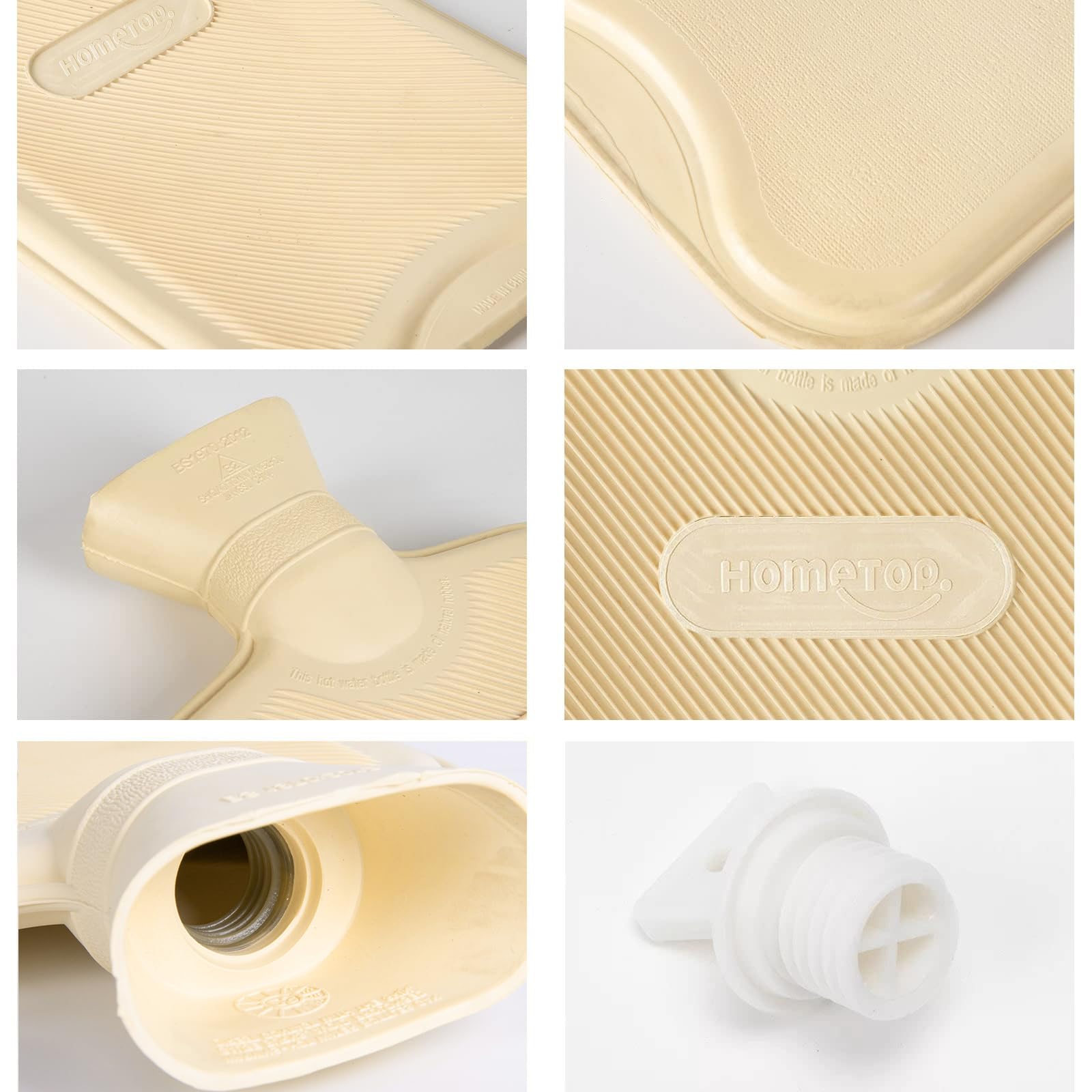 HomeTop Bouteille d'eau chaude classique crème blanche, sous la couverture, chaleur nocturne