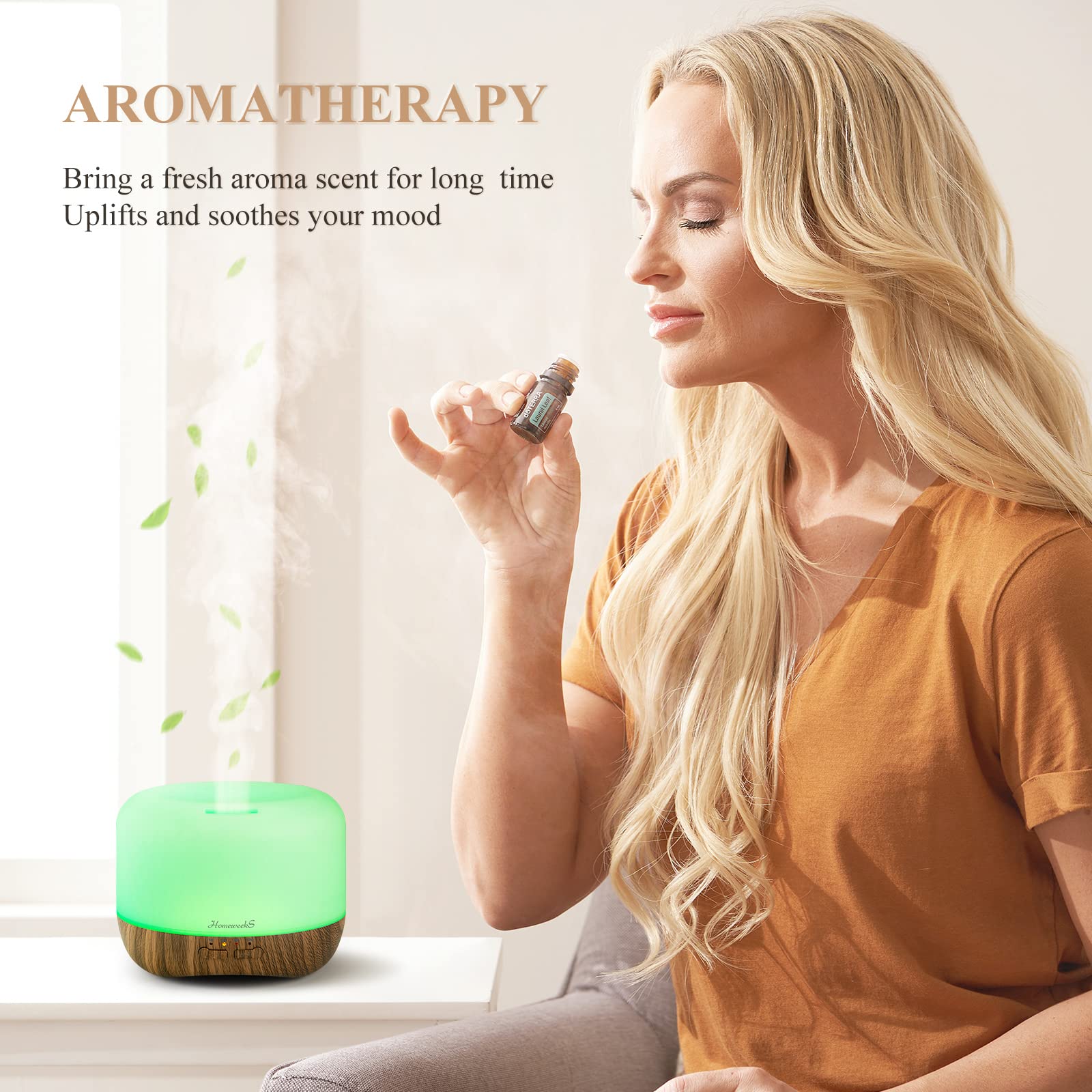Homeweeks diffuseur-aromatherapie-500ml-brun-contrôle-distance pratique.