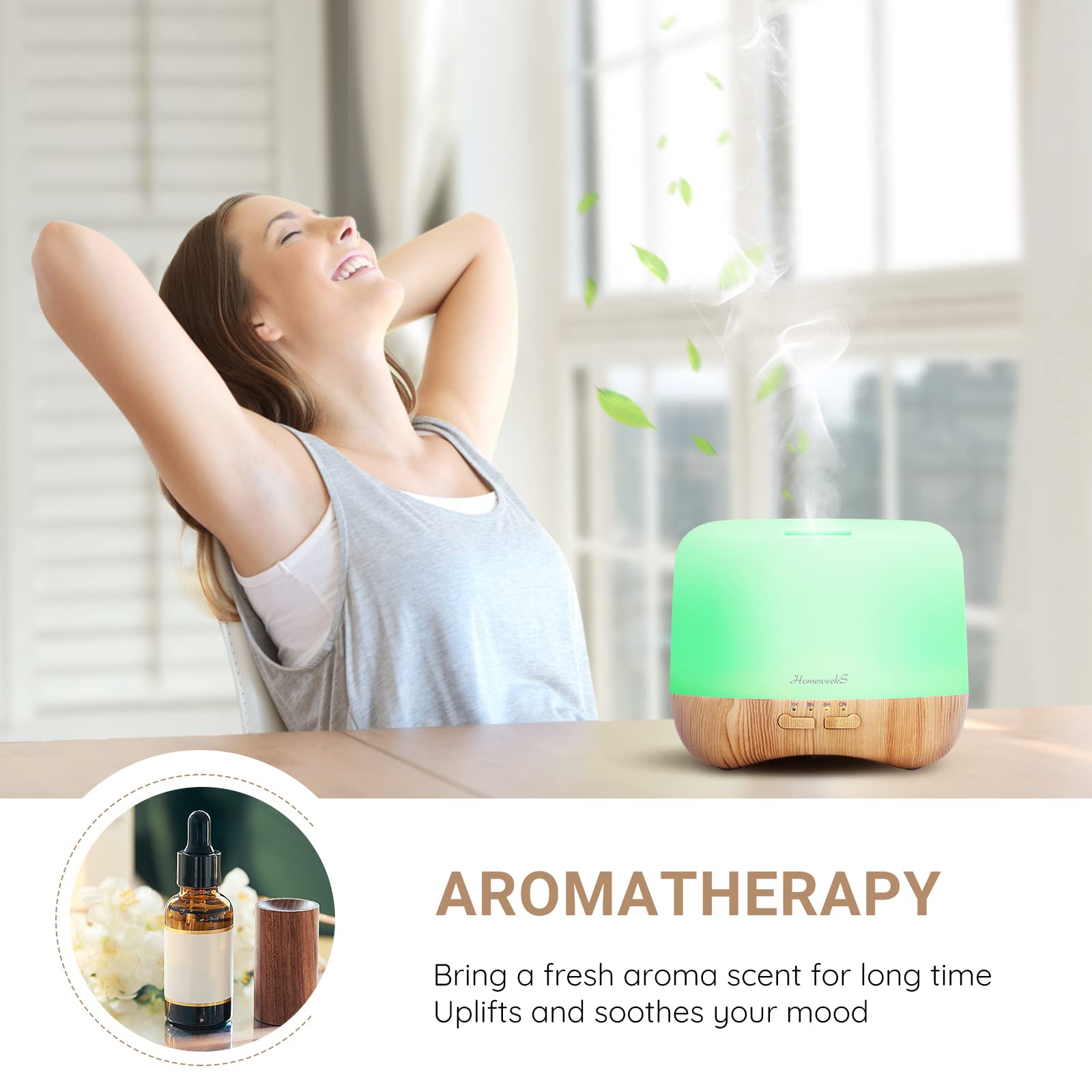 Diffuseur ultrasonique silencieux Homeweeks parfait pour la nuit.