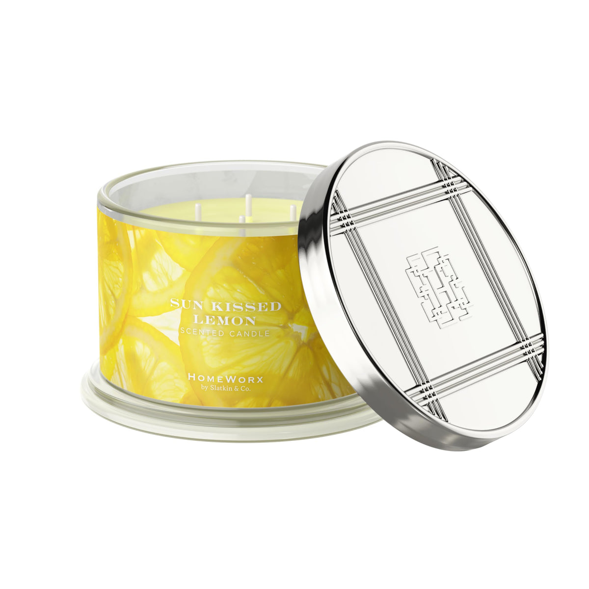 HomeWorx Sun Kissed Lemon, bougie 4 mèches, diffusion durable et parfum fruité