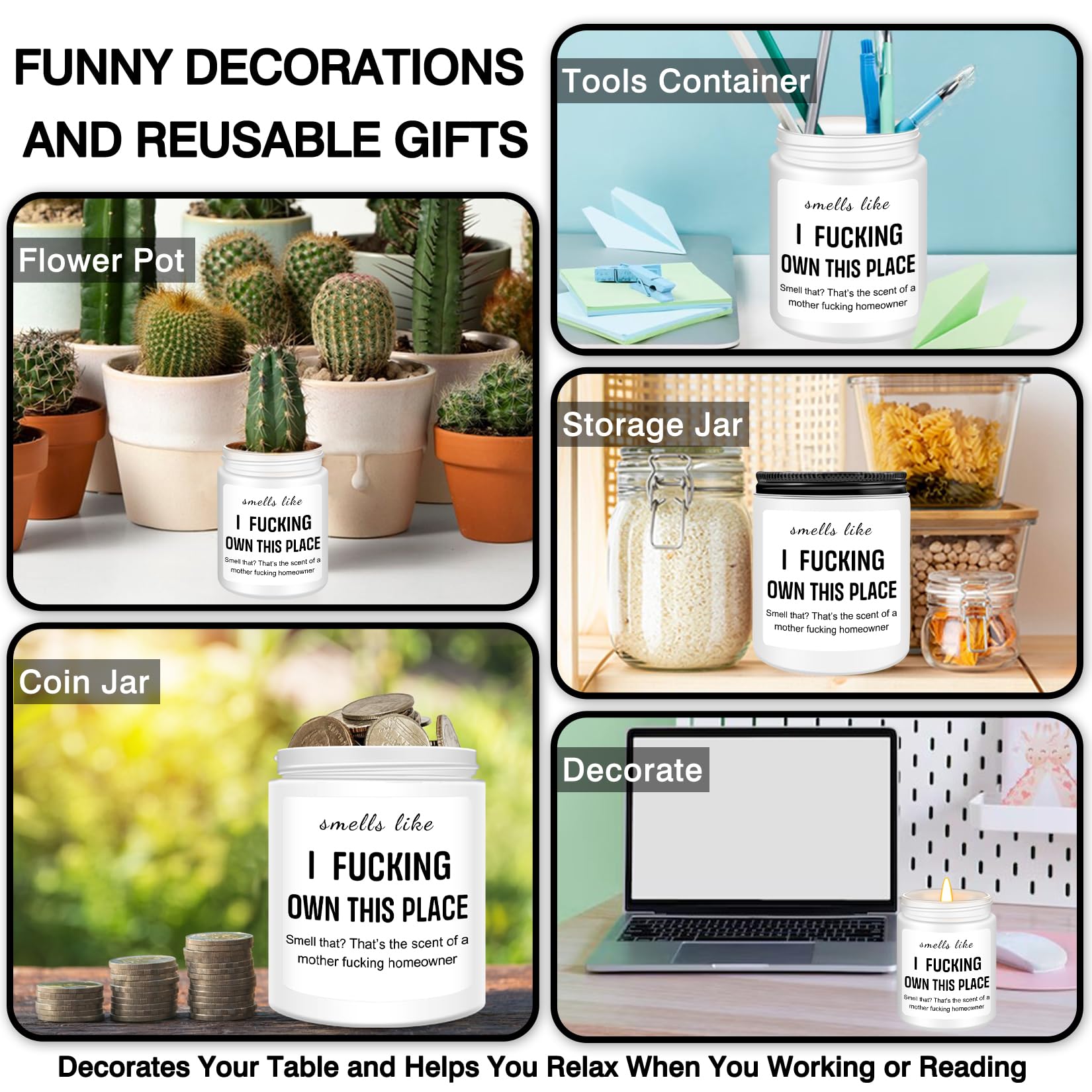 Bougie Homsolver pour déménagement, décoration élégante.