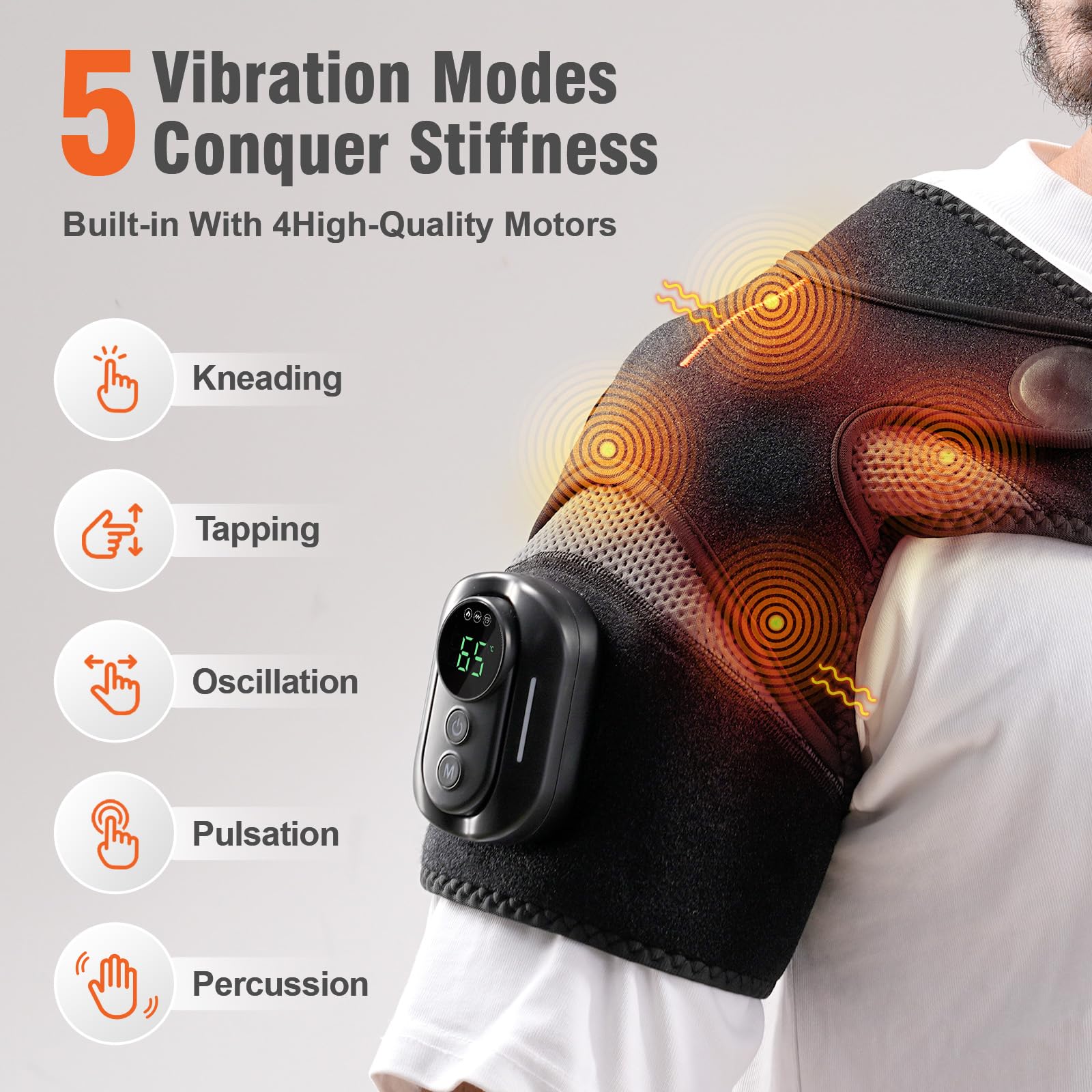 HOMVIMI massage par vibrations avec 5 modes pour détente musculaire.