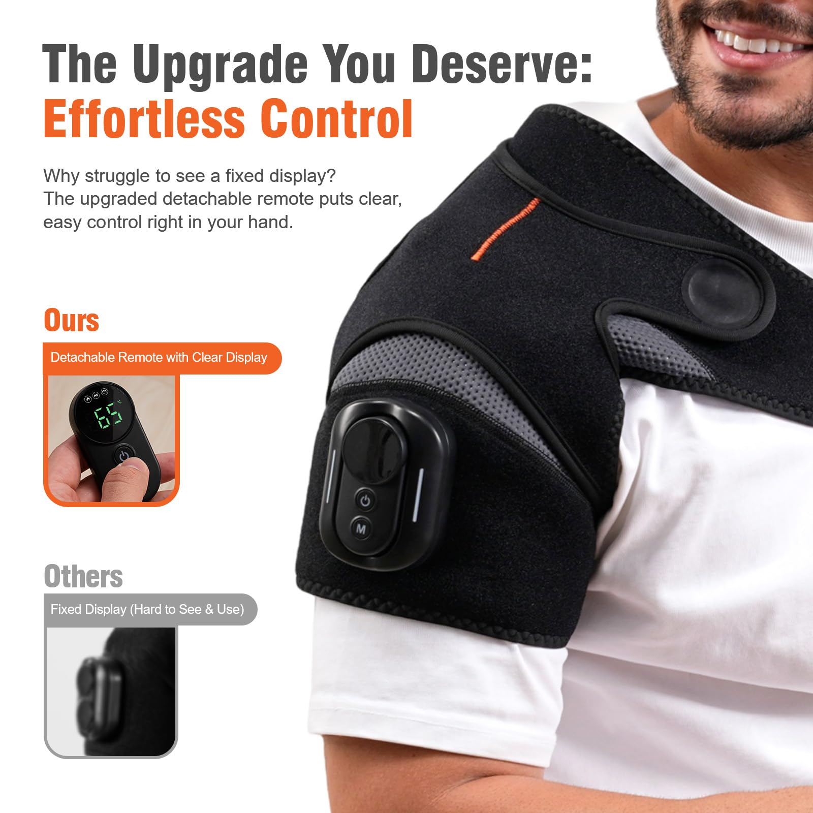 HOMVIMI télécommande détachable sur le coussin épaule, contrôle pratique et immédiat.
