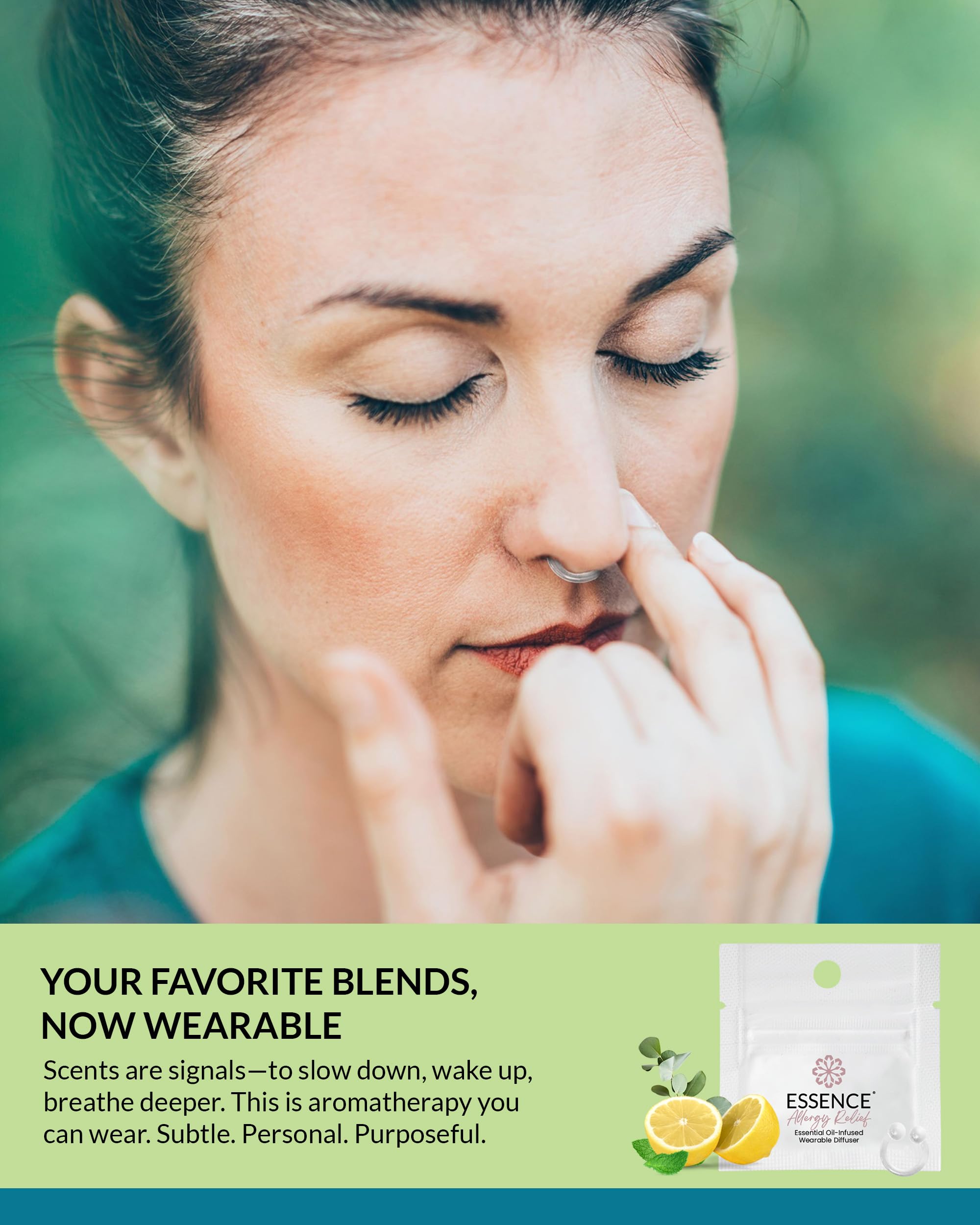 HONÉ Essence bague-diffuseur nasal illustre une utilisation confortable et discrète au quotidien.
