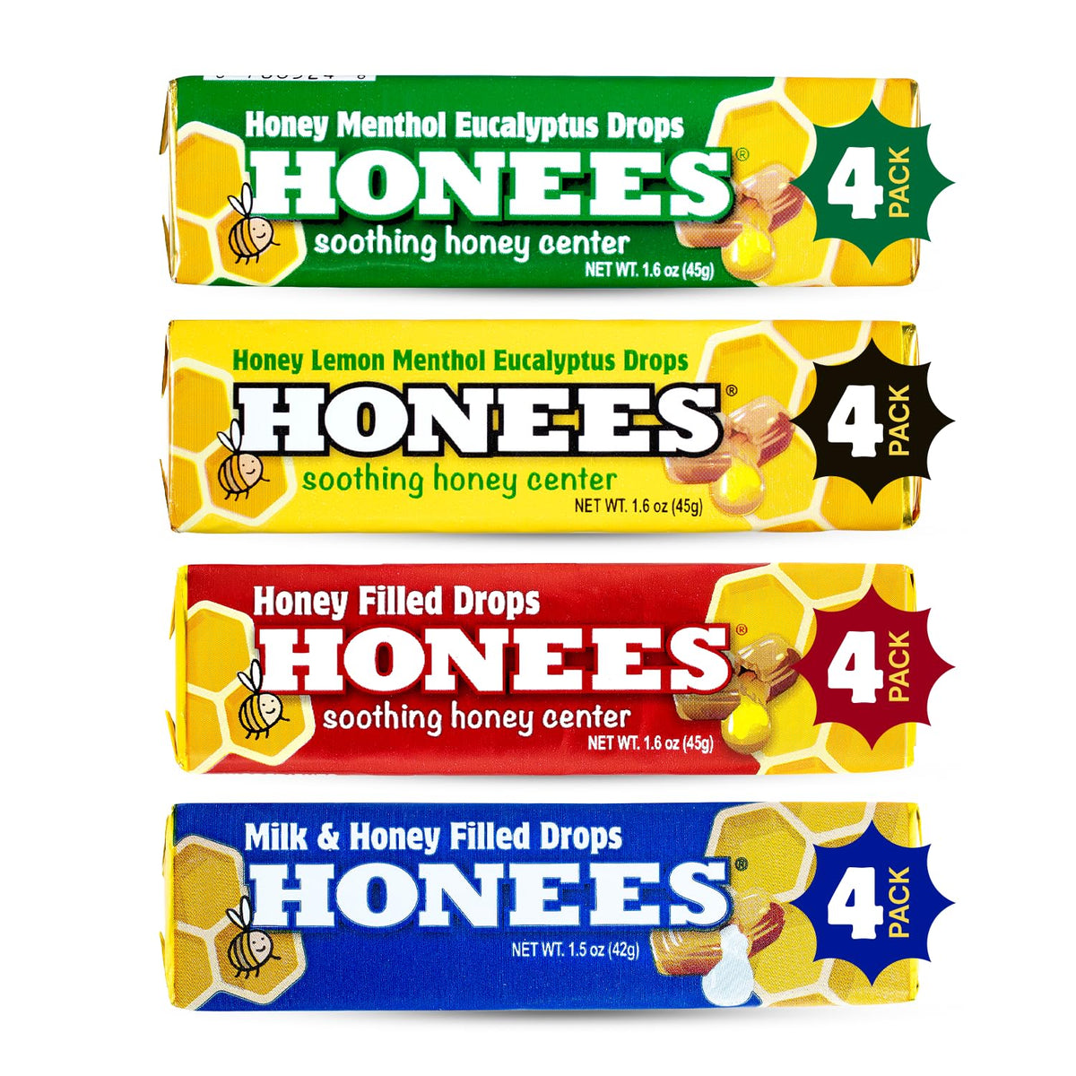 Honees bonbons gorge miel-rempli, apaisement naturel rapide pour la gorge.