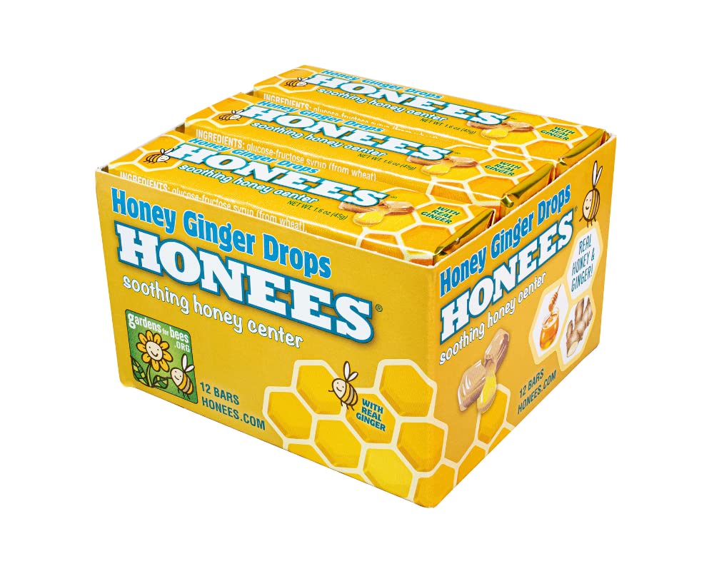 Honees Drops Miel Gingembre – gouttes au miel pour apaiser la gorge.