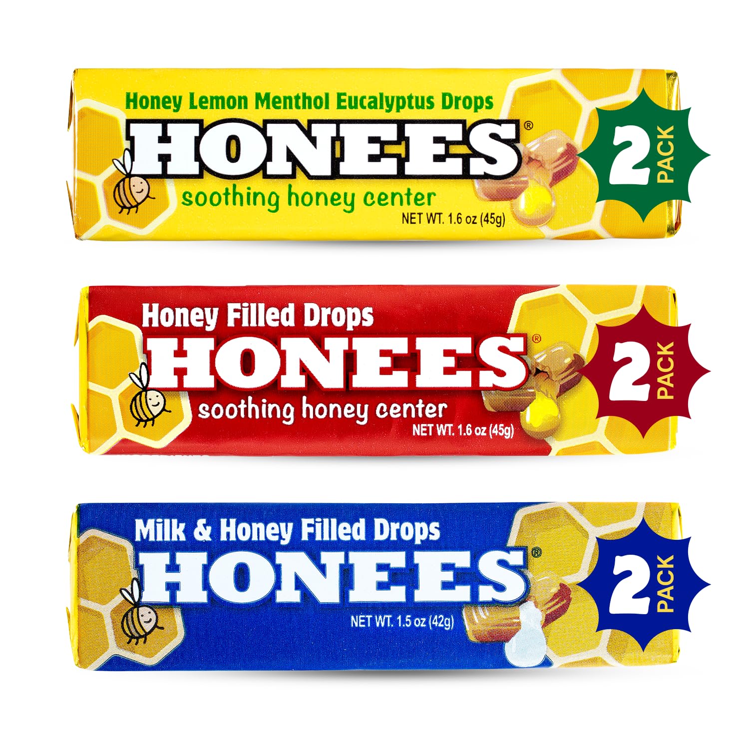 Gros plan sur Honees Drops Miel Rempli dans une bouteille pour soulager la gorge.