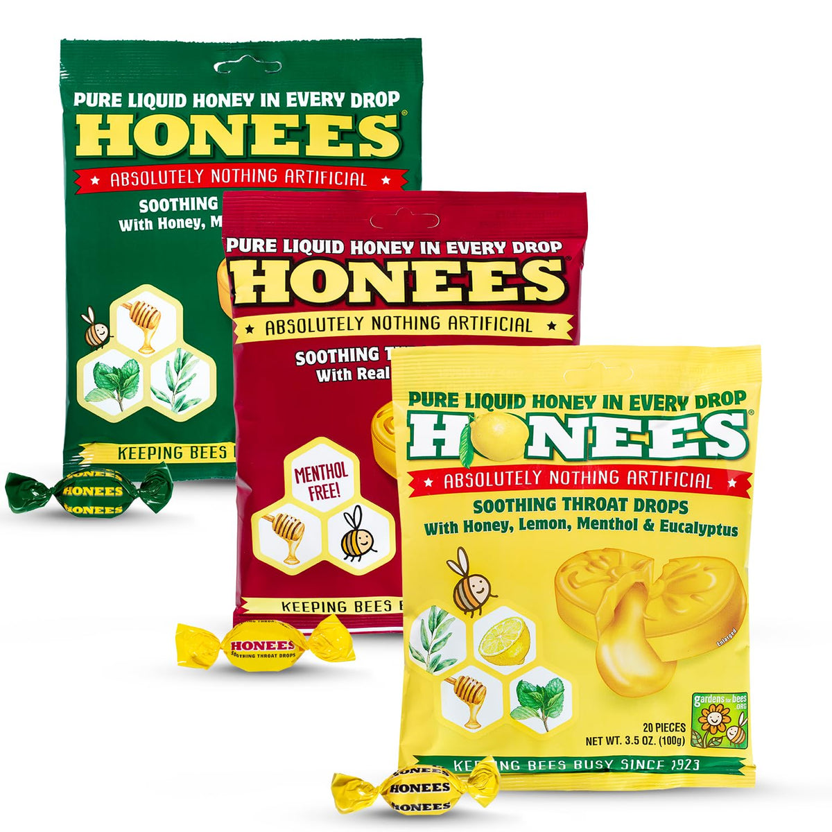 Gouttes Honees au miel, flacon pratique pour douceur rapide.