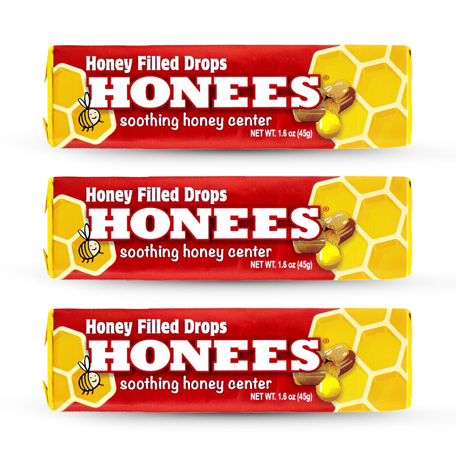 Gouttes Honees au miel dans une boîte, douceur naturelle pour gorge.