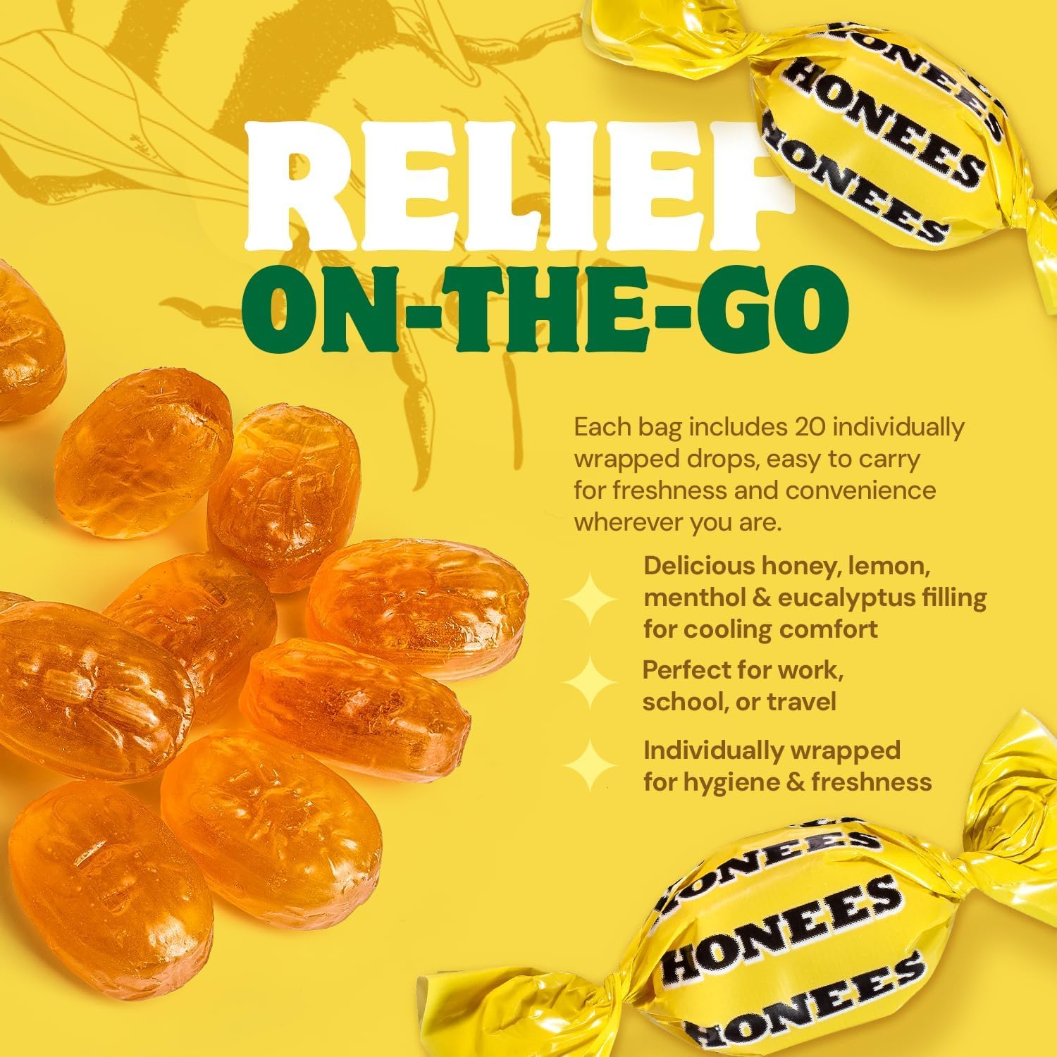 Honees pastilles miel citron riches en vitamine C, B6 et B12