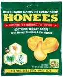 Honees, pastilles miel-gingembre, emballage pratique pour soulager la gorge naturellement.