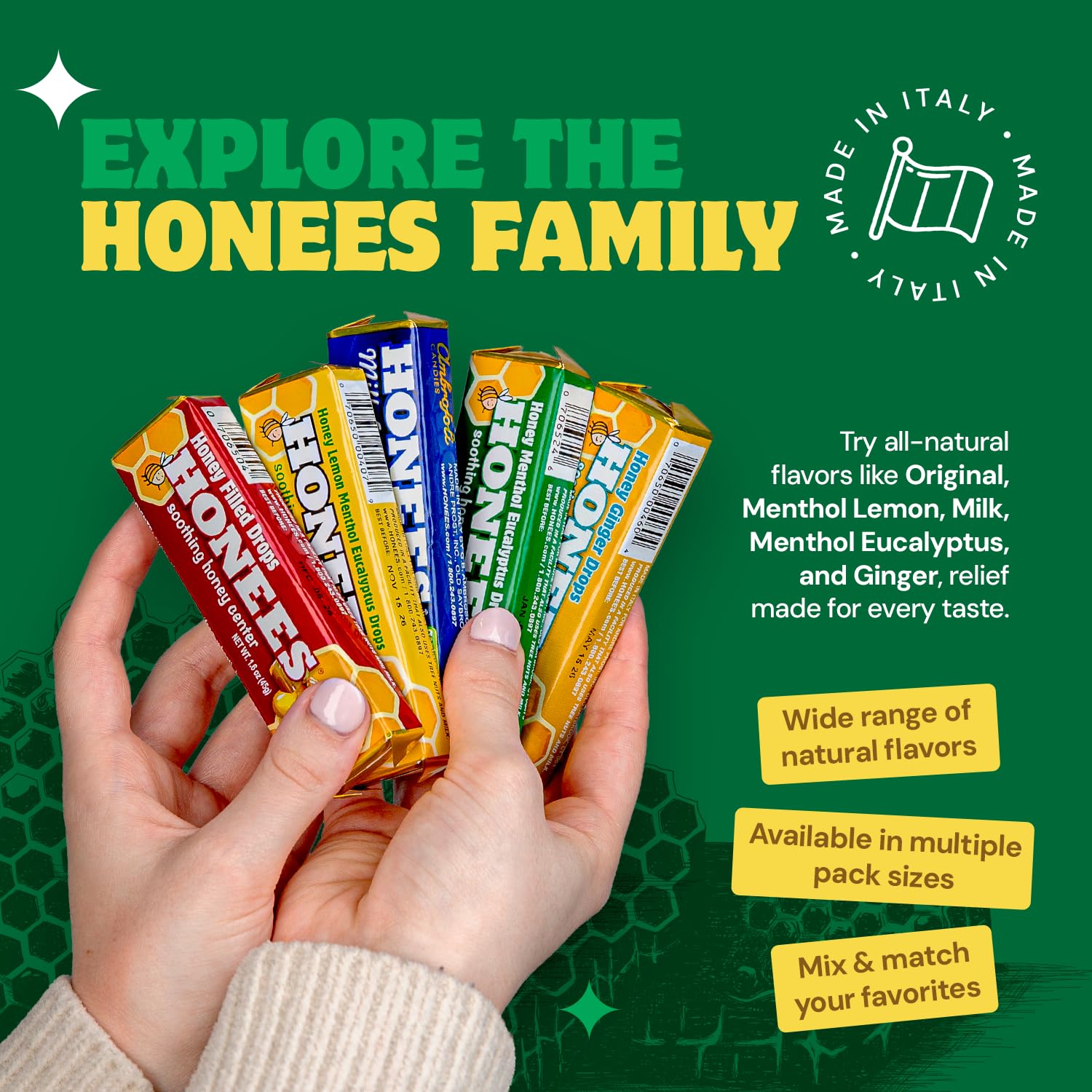 Honees, assortiment saveurs miel citron et menthol, pour varier l'expérience.