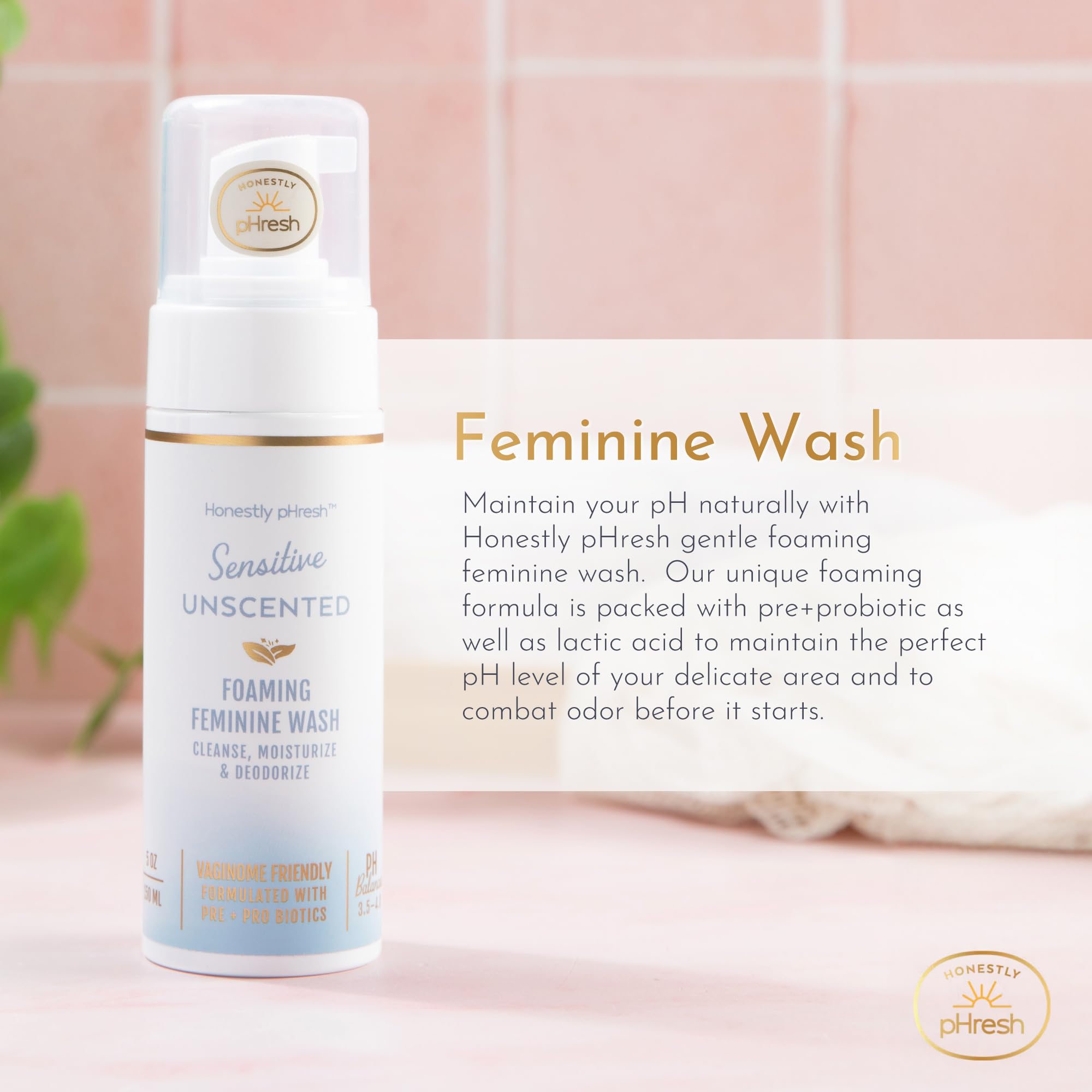 Honestly pHresh – mousse douce prête pour le nettoyage intime sans rinçage.
