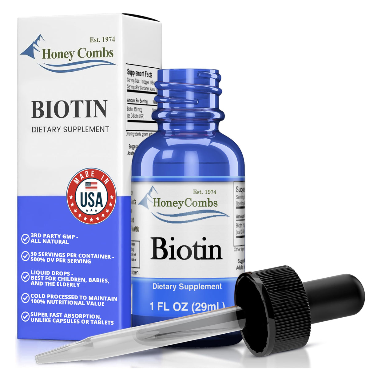 Gouttes Biotine HoneyCombs pour cheveux brillants et forts