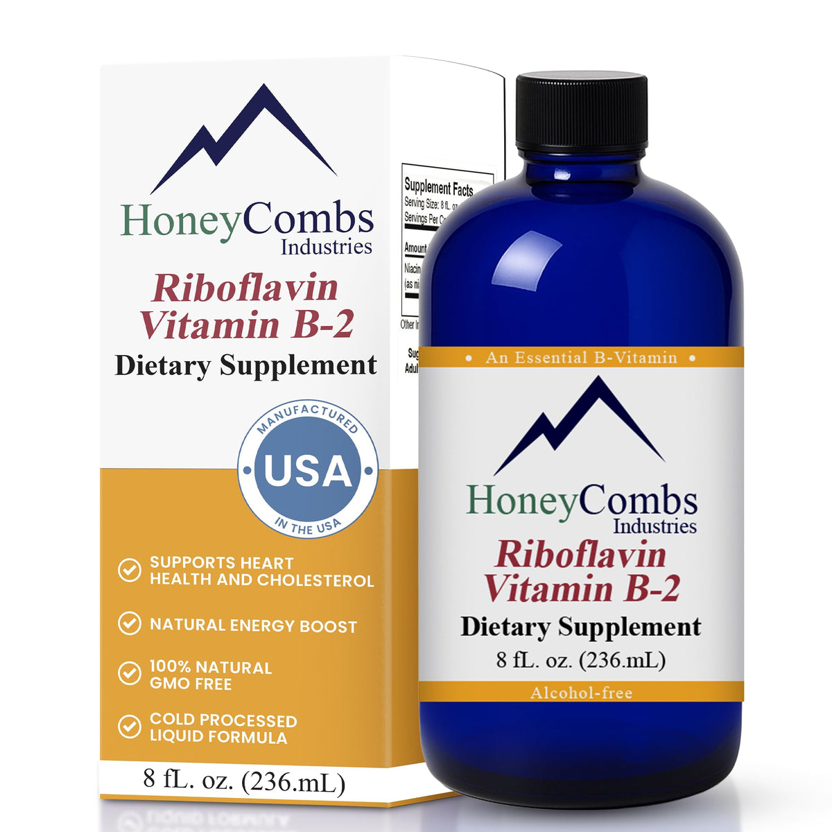 HoneyCombs gouttes de riboflavine, flacon clair favorisant énergie naturelle