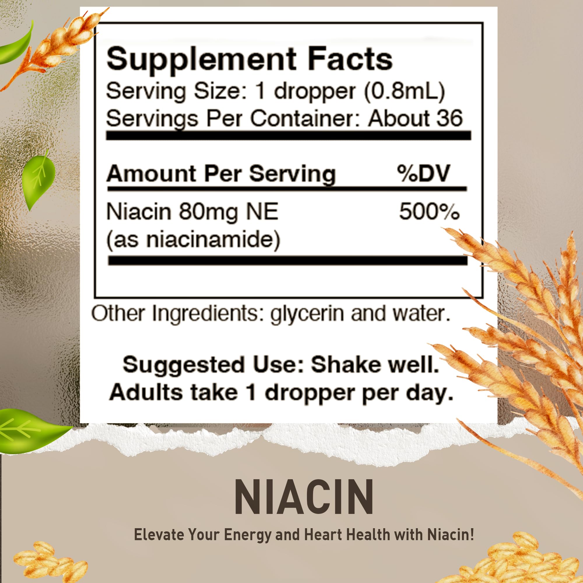 HoneyCombs Niacine Gouttes : emballage clair et informatif