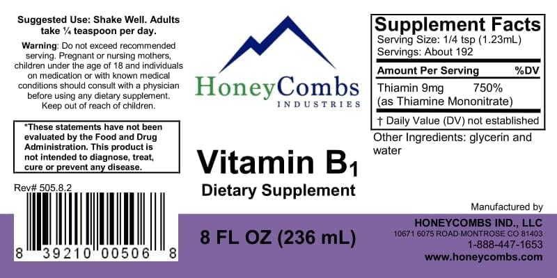 Ingrédients végan et sans alcool, HoneyCombs Vitamine B1 pour une routine simple.
