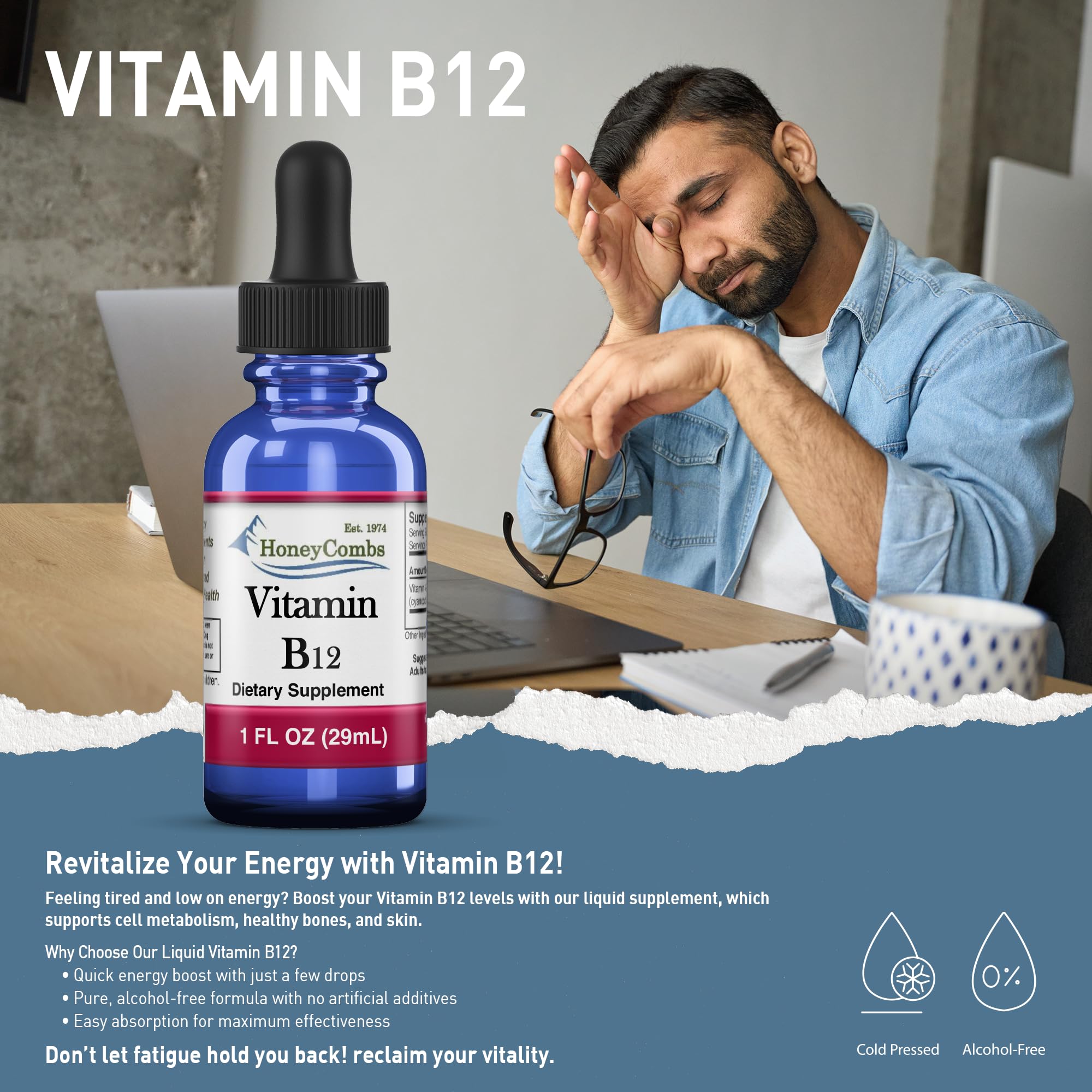 HoneyCombs Vitamine B12 gouttes utilisation domicile: intégration facile dans la routine.