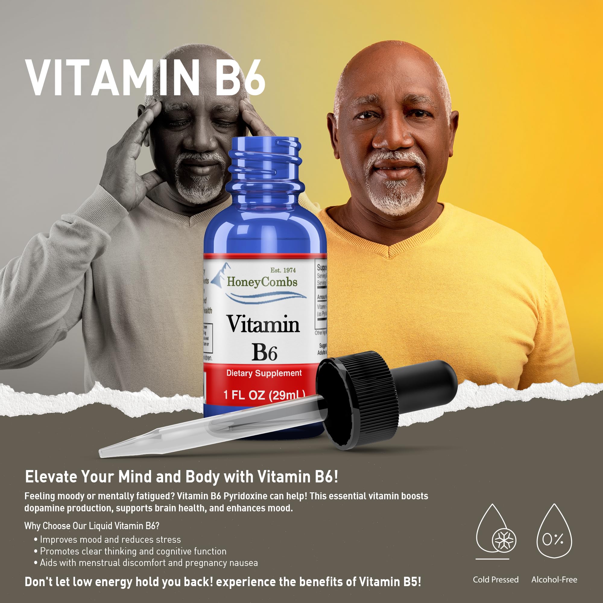 HoneyCombs Vitamine B6 gouttes-emballage, flacon durable et traçabilité